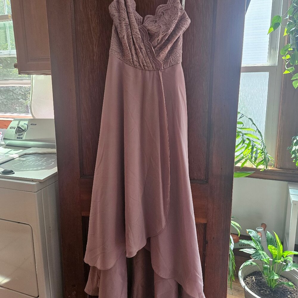Celebrate DB Studio Quartz col Lace Bodice Spaghetti Strap Hi-low Dress Sz 4